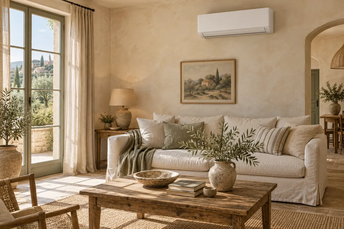 Climatisation réversible dans un salon provençal
